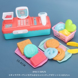 可愛迷你超市仿真收銀機柜臺購物車購物籃模型擺件