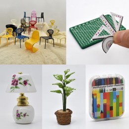 娃屋迷你家具微縮模型椅子床沙發衣柜餐柜餐車清倉處理1/12ob11