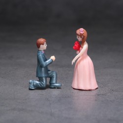 結婚娃娃求婚人物手辦公仔擺件仿真模型迷你超小婚房裝飾場景飾品