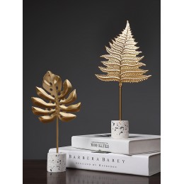 簡約創意金色葉子酒柜擺件家居客廳電視柜辦公桌面植物裝飾品擺設