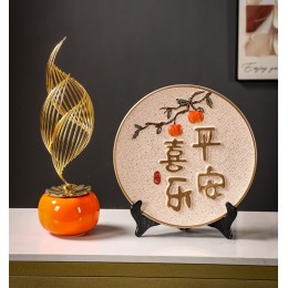 新中式平安喜樂擺件掛盤展示柜客廳裝飾品電視柜酒柜喬遷新居禮品
