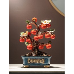 新中式柿柿如意柿子擺件 喬遷新居入伙之喜禮物客廳桌面裝飾品