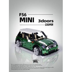 中國積木1:10復古mini COOPER遙控汽車高難度成年拼裝玩具模型