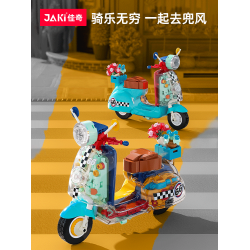 JAKI佳奇積木超級愛豆摩托車拼裝玩具擺件2024新款生日禮物