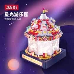 JAKI佳奇積木星光游樂園電動旋轉音樂盒八音盒益智拼裝擺件禮物