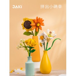 JAKI佳奇積木花茉莉鈴蘭拼裝永不凋零的花束擺件女朋友女神節禮物